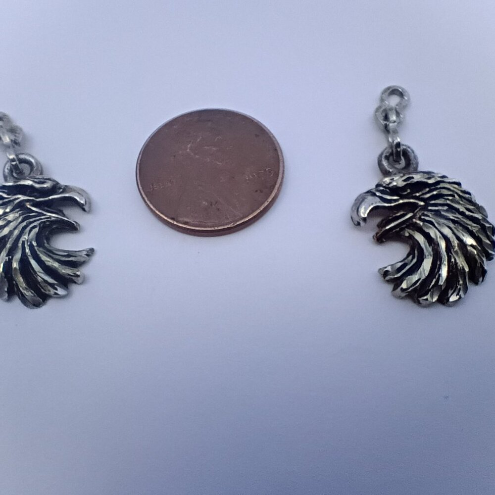 Two Vintage Signed Pewter Eagle Charms - EJC Stamp